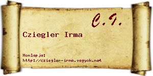 Cziegler Irma névjegykártya